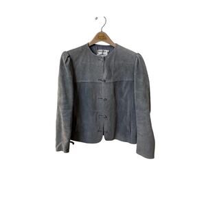 Vintage Objectives Gray Split Leather Jacket Women’s M Minimalist 80s 90s